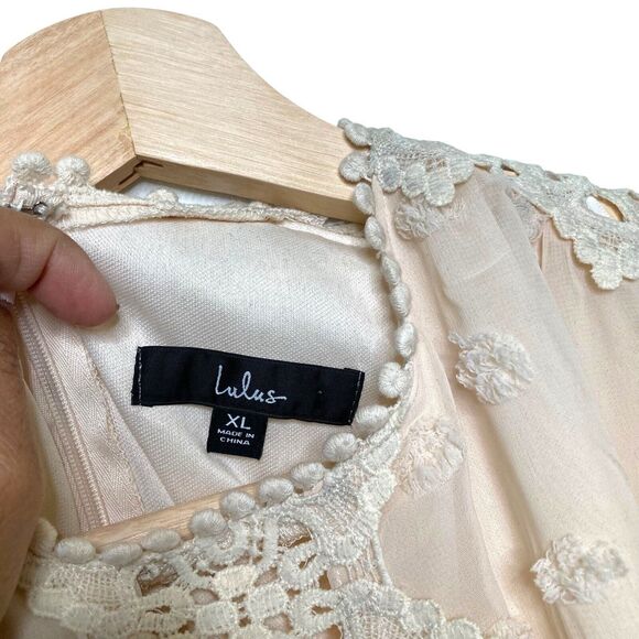 Lulus Lust or Love Embroidered Lace Long Sleeve Mini Dress Cream Size XL - Picture 14 of 14